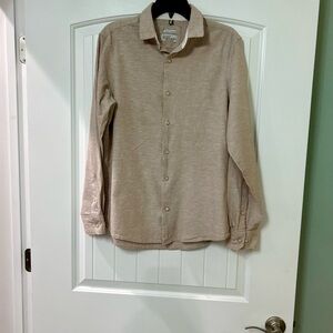 🌾 Bruno Positano LS Button‑Down Shirt M • Beige • Italian Casual Luxe GUC